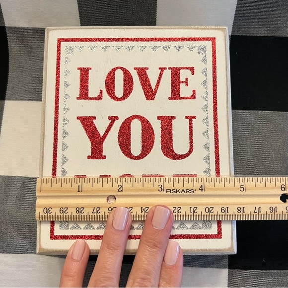 Love You More Rustic Farmhouse Style Wood Valentines Day Sign tiered tray ready - Picture 7 of 9